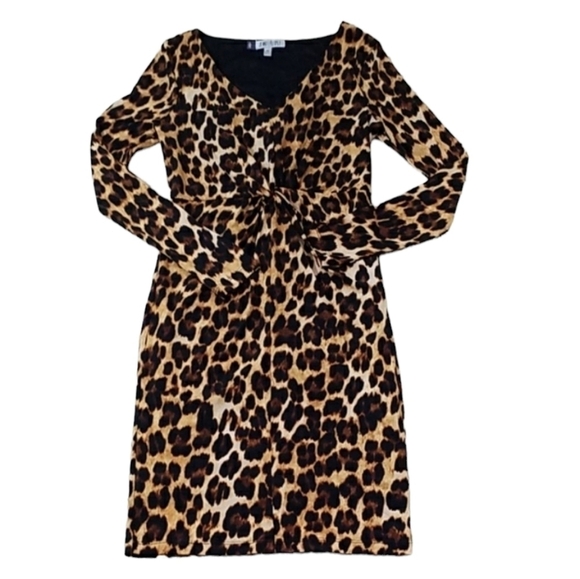 JENNIFER LOPEZ Yellow/Brown Leopard Print Dress XS - Picture 3 of 10